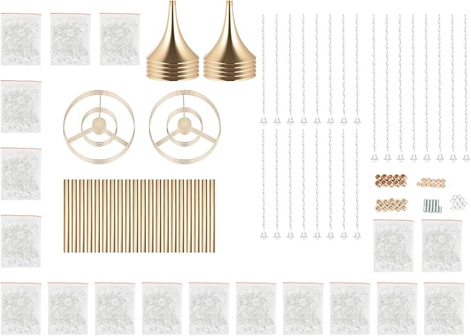 10 Pack 21.9"/55.6cm Tall Crystal Beaded Flower Stands, Metal Wedding Centerpiece Vases for Table/Aisle Decor - Reusable Event Centerpieces for Home, Party, Hotel (Gold)