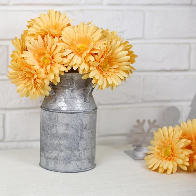 TOPIA Artificial African Daisies Flowers African Daisy Silk Flowers Artificial Gerbera Daisies Pack of 10 (Champagne)