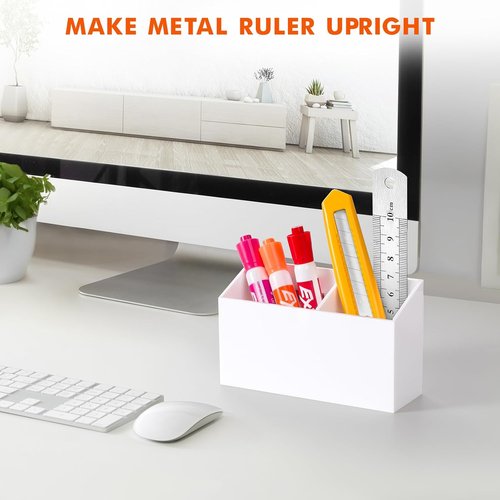 BEYGORM Magnetic Dry Erase Marker Holder - Non-Slip Acrylic Pen Organizer for Whiteboard & Fridge | White