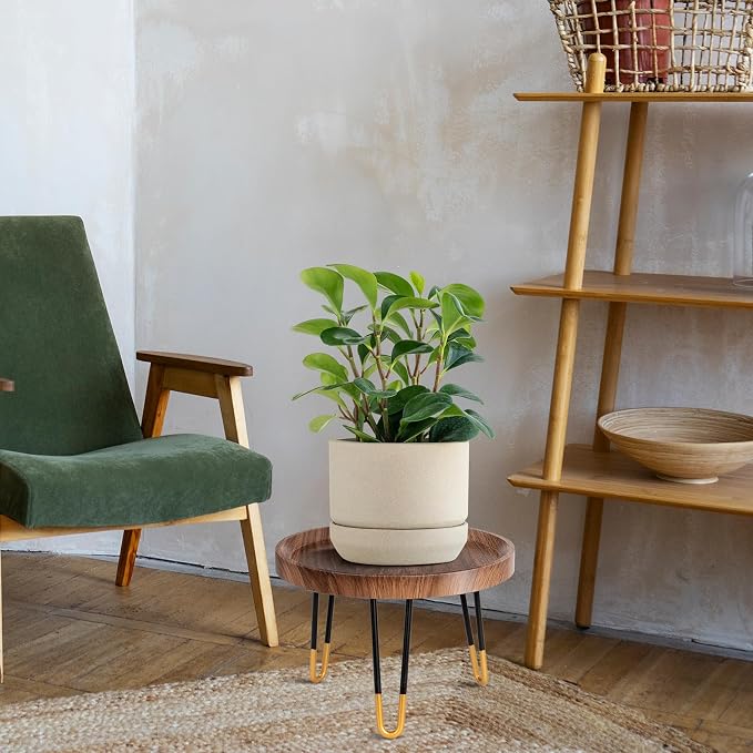 Plant Stand Indoor Outdoor, Mid Century Style Walnut Wood Color Plant Stand,Waterproof Design Modern Plant Table,Easily Assemble Come With Tools,Nice For Room Decor (M)