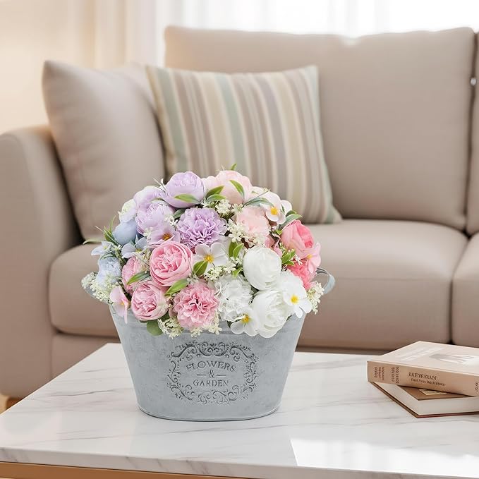 6 Color Rose Peony Artificial Flowers UV Resistant Fake Flowers for Outdoor Garden Decor Wedding Bouquets Home Decoration Porch, Patio Table Centerpiece