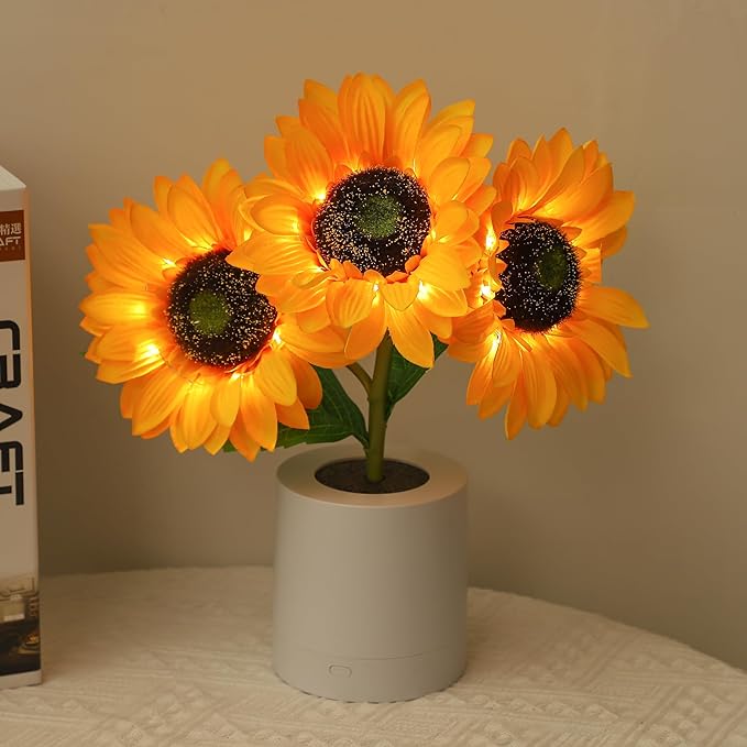 WSYEAR Sunflower Gifts for Women-Sunflowers Flower Lamp Night Light for Bedroom Decor,Christmas Birthday Gifts for Her Mom Wife Friends Girlfriend Teacher Grandma
