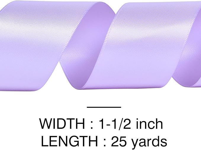 YAMA Light Purple Double Faced Satin Ribbon 1 1/2 Inch 25 Yards Lavender Ribbon for Crafts Bows Flower Bouquet Wedding Home Decor Gift Wrapping
