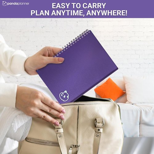 Panda Planner Undated Weekly Planner - 52 Weeks, Habit Tracker & To-Do Lists | 5.75" x 8.25" - Purple