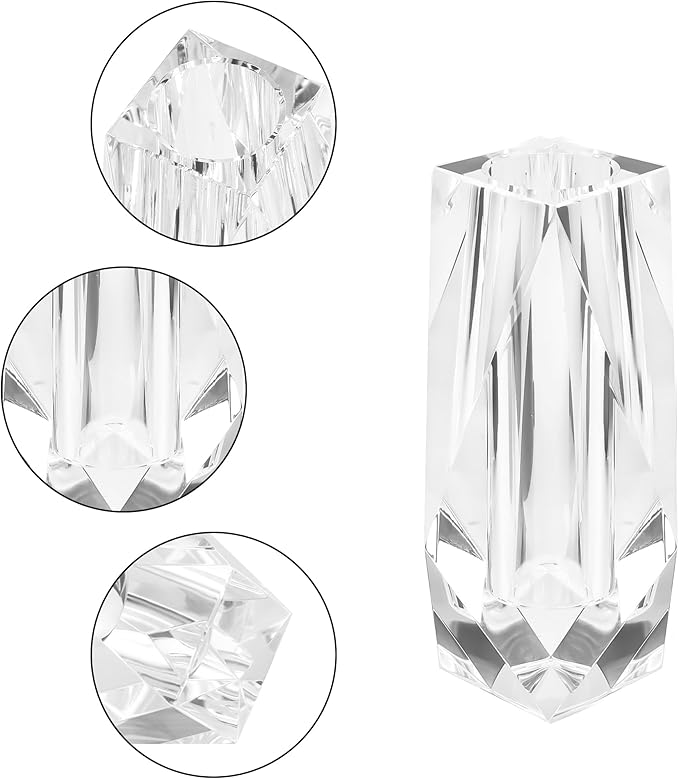 Kitcom Flower/Bud Crystal Vase Decorative Vases for Home, Wedding, Christmas, Outline Dimensions W2''xH4.3'', Clear with Gift Box
