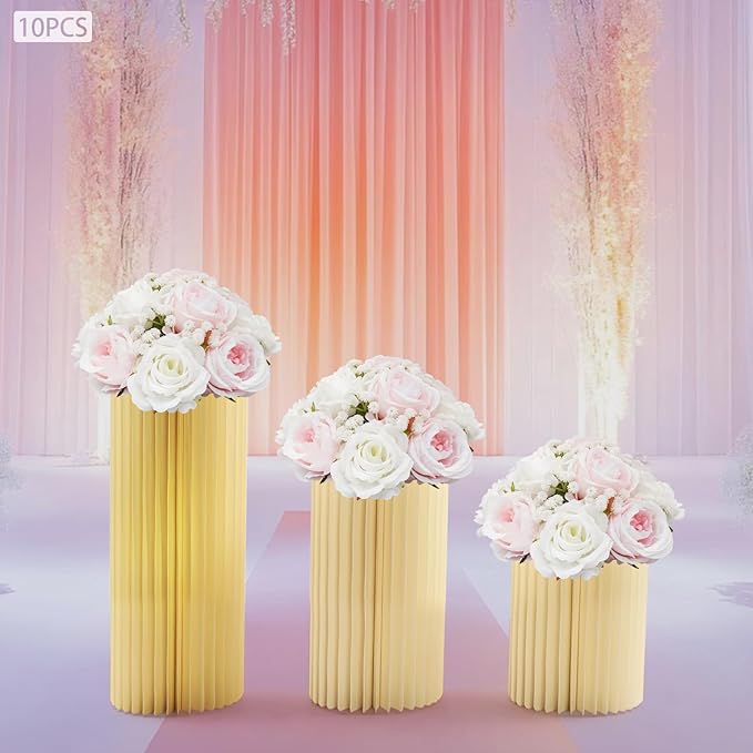 10Pcs Artificial Flower Balls for Wedding Centerpieces, 9.44Inch Rose& Peony Semicircle Flower Ball, Arrangement Bouquet Fake Flowers Ball for Home Party Tables Decoration