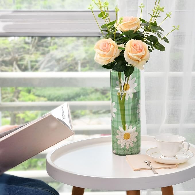 Vase Plastic Vase Elegant Cylinder Flower Vase Shatterproof Decorative Centerpiece for Home Table Office Weddings Events (11.8 x 3.9 in)