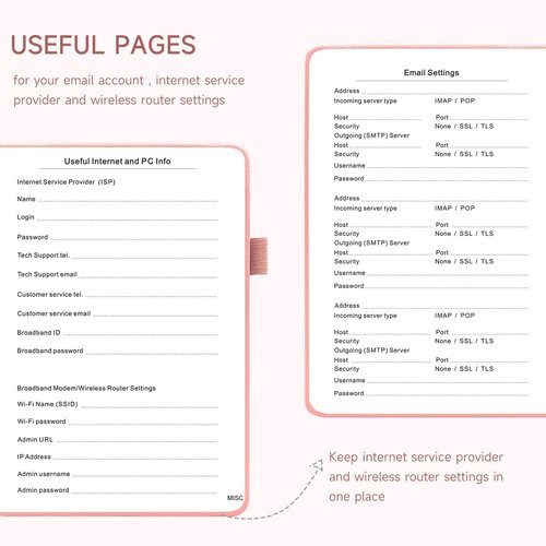 Password Book with Alphabetical Tabs | Hardcover Password Organizer & Internet Address Keeper - 5.2 x 7.6 Inches (Pink)