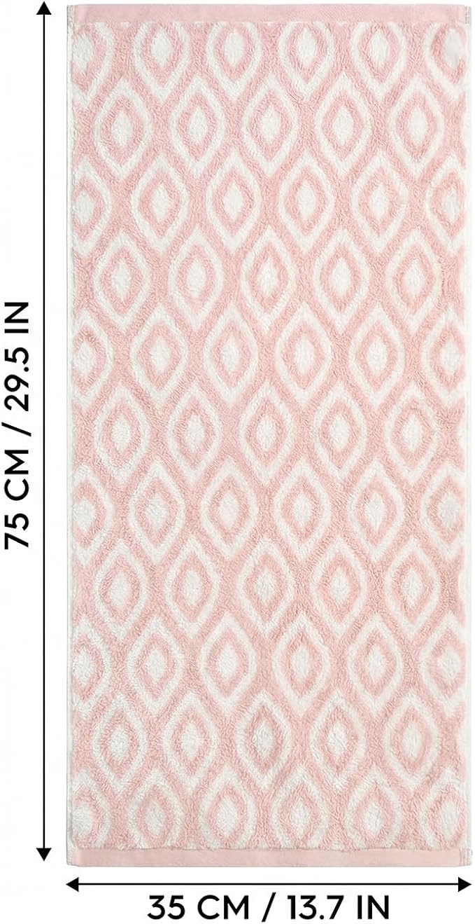 Artoid Mode 2 Pcs Beige Pink Diamond Grid Jacquard Hand Towels for Bathroom, 100% Cotton Soft Absorbent Bathroom Decor Towels, 13.7 x 29.5 Inch