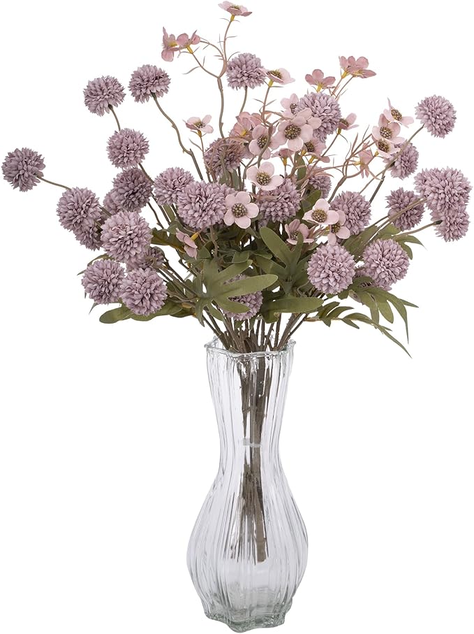 8PCS Purple Fake Flowers Artificial Chrysanthemum Faux Mums Matching 2PCS Rose Red Daisy Faux Flowers for Vase Fall Long Stems Flower Silk Flower for Home Decor Wedding Decor,20.5In (No Vase)