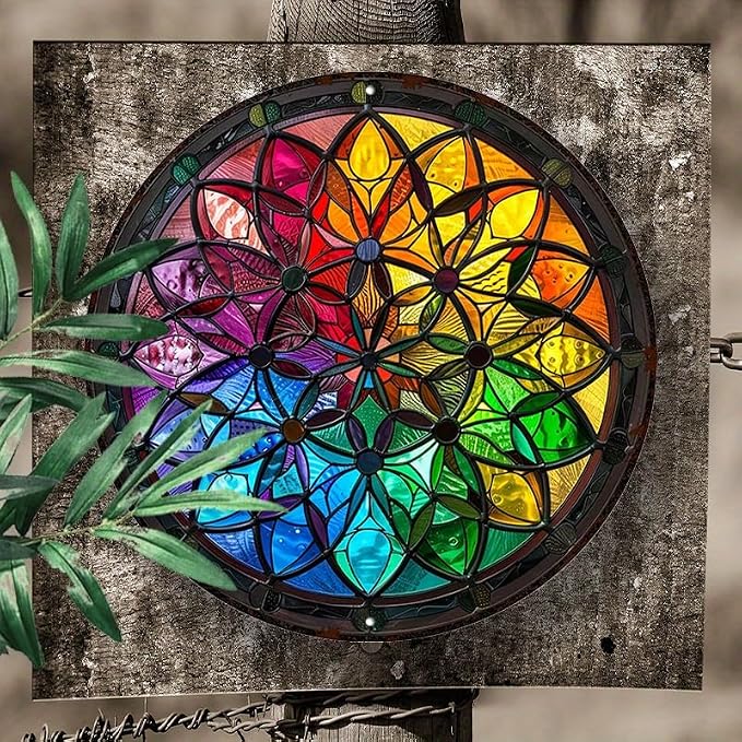 Waterproof Flower of Life Metal Wall Art - UV Resistant Aluminum Decorative Sign - Easy to Hang, Durable Round Artwork for Home & Garden, 1pc