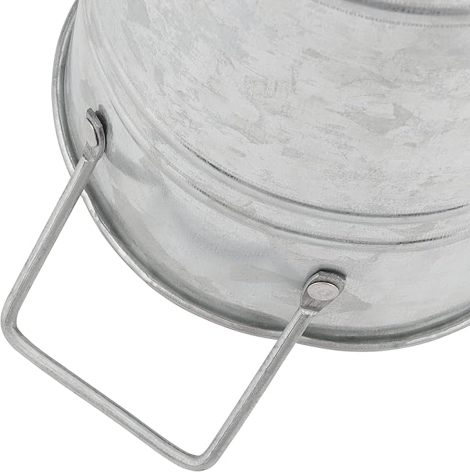 HOIGON Set of 8 Galvanized Metal Flower Vases, 9 Inch Rustic Farmhouse French Bucket with Handles,Metal Flower Holder for Weeding, Table, Home Decoration