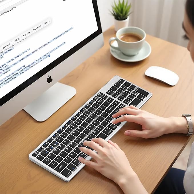 KVTVOU for Ultra-Slim Wireless QWERTY Keyboard, 3-in-1 Connection Modes (Dual Bluetooth+2.4G), Multi-Device Switching, Power-Saving & Anti-Slip, Compatible with PC/Laptop/Tablet/Phone, Black