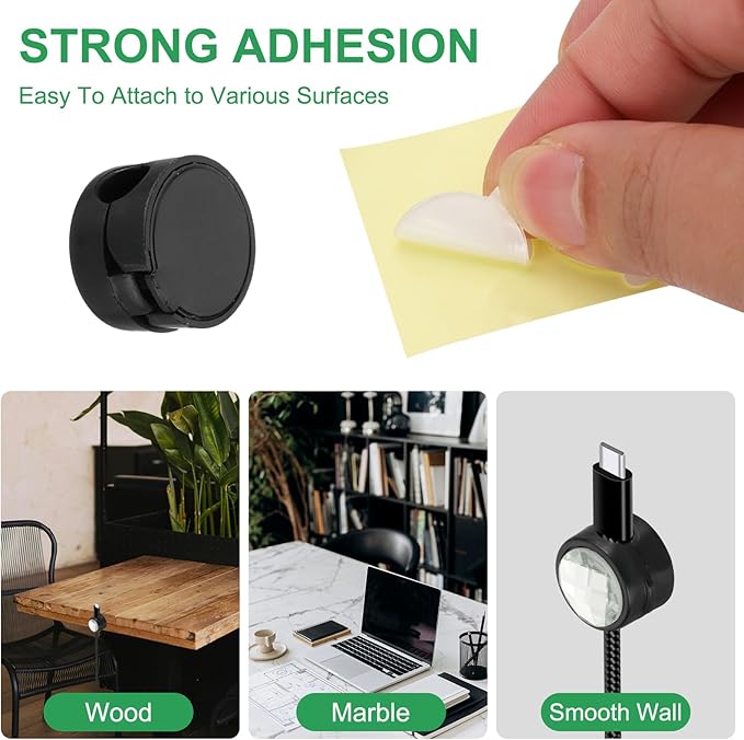PATIKIL Cable Organizer Holder, 12 Pcs Magnetic Spring Desk Cable Management Clips Adhesive Cord Holder Keeper for Office Desktop Wall Car, Black