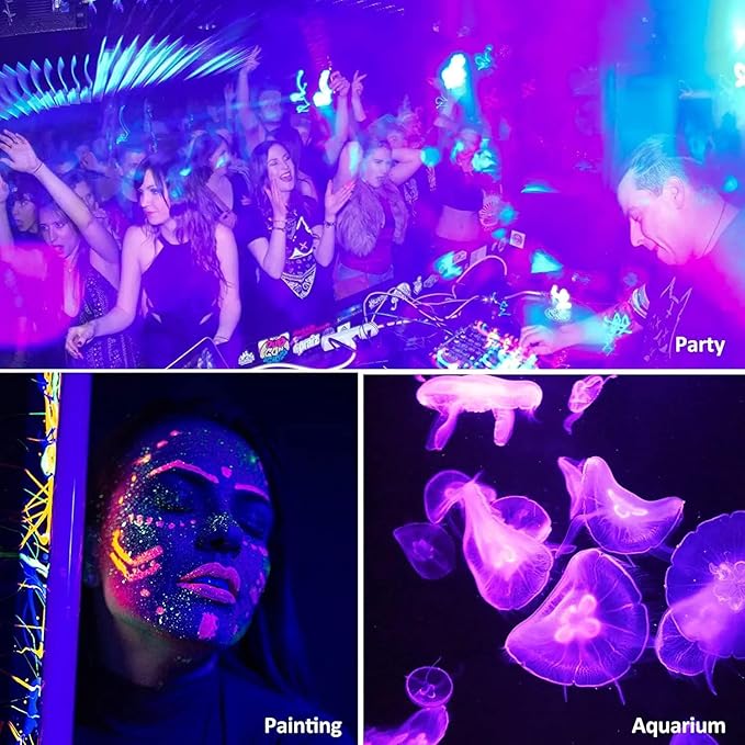 4 Pack 400W LED Black Light,Black Flood Light Outdoor with Plug and Switch, IP66 Waterproof 395nm to 405nm LED UV Blacklight Neon Glow for Glow Party, Halloween, Fluorescent Poster, Body Paint