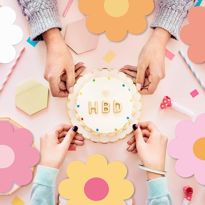 120Pcs Floral Napkins Decorative Disposable, Colorful Daisy Birthday Decorations Groovy Boho Party Napkins Daisies Dinner Napkins for Birthday Baby Shower Wedding Tea Party Supplies