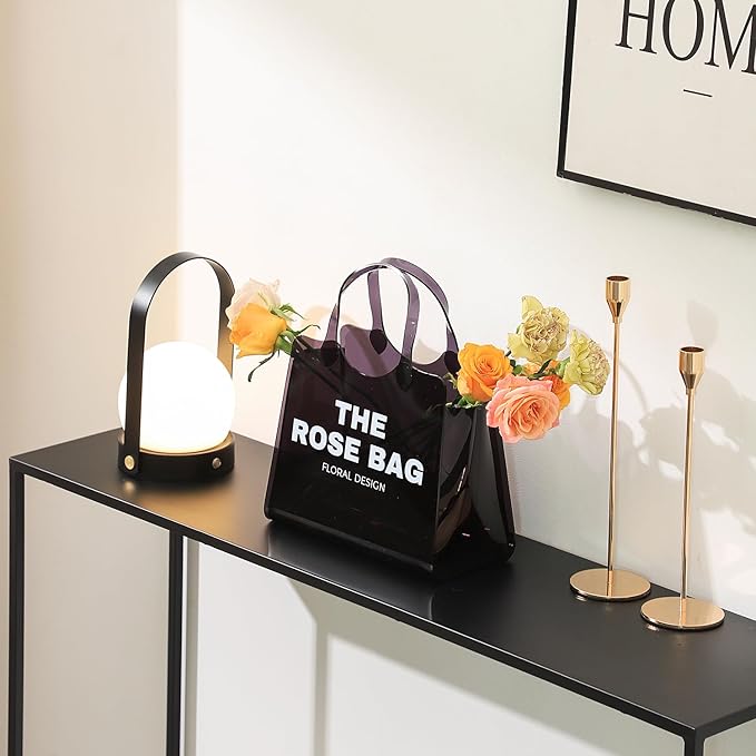 Purse Vase, Acrylic Purse Flower Vase, Black Acrylic Vase, Modern Flower Vase, Aesthetic Bag Vases for Flowers, Decorative Tote Bag Vases for Wedding, Living Room, Bedroom, Table, Office