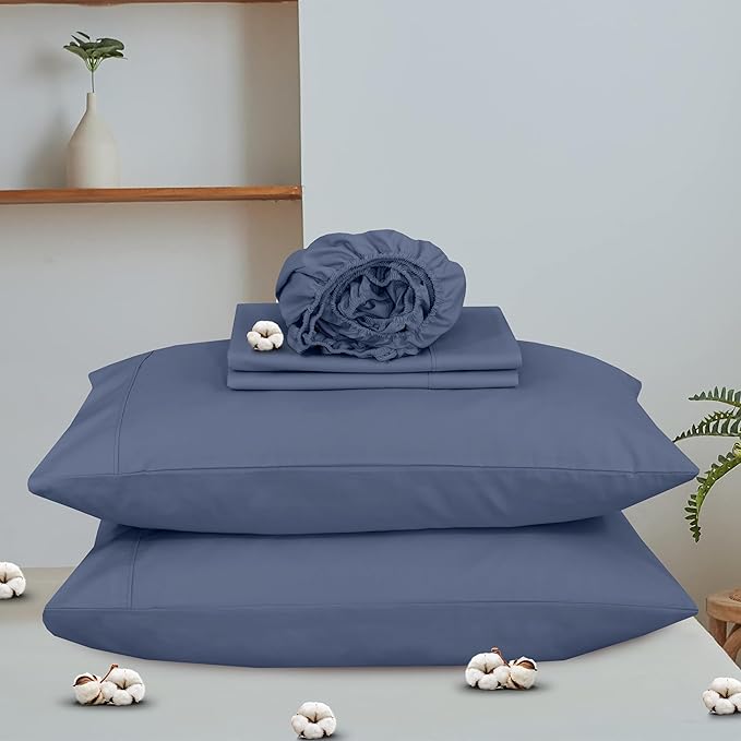 RUVANTI 100% Organic Cotton Sheets Queen Size, Percale Weave, GOTS Certified, 4-Piece Set, Deep Pocket 15", Crisp & Breathable, Soft Durable Bedding, Sábanas Algodón Orgánico – Wild Wind