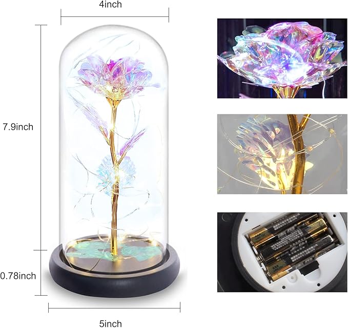 Eternal Rose Glass Flower Birthday Gifts - Women Gifts for Her Anniversary Valentines Mothers Day Christmas Thanksgiving - Light Up Gold Rose Flower Gifts for Mom Wife Grandma Girlfriend Lady Girl