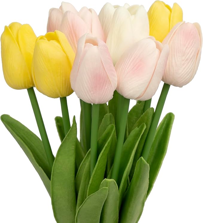 10PCS All Saints' Day Artificial Flower Tulips PU Real Touch Tulips for Home Wedding Decoration Brides Hand Holding Bouquet Artificial Flower Decoration