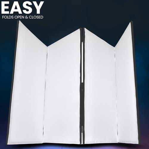 Pyle DJ Booth Foldable Cover Screen - Portable Event Facade with Stretchable Material | 48"x24.2"x46" White