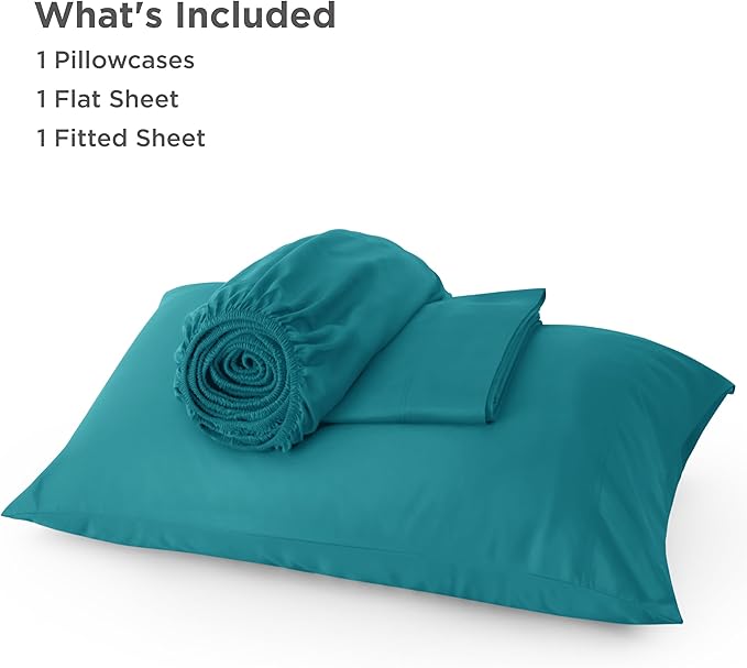 Bedsure Cooling Sheets Twin XL, Rayon Derived from Bamboo, Breathable & Soft Twin XL Sheet Sets, Deep Pocket Up to 16 Inches, Hotel Luxury Silky Dorm Bedding for Hot Sleepers, Turquoise