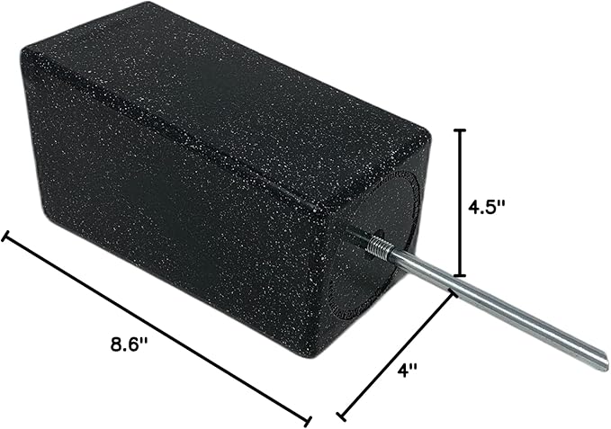 OPTIMUM Square Memorial Cemetery Flower Vase - Plastic (Blacker Granite) with Metal Ground Spike, Grave Marker, Decorations for Gravesite, Headstone Flowers Holder, Garden Lawn & Yard