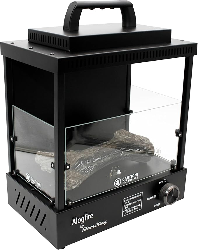 Flame King ALOGFIRE Propane Ambiance Log Fireplace Heater, Clean and Smokeless Dancing Flames, Indoor and Outdoor Use, for Campers, Patios, and Workshops