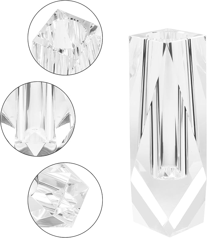 Kitcom Flower/Bud Crystal Vase Decorative Vases for Home, Wedding, Christmas, Outline Dimensions W2.4''xH6.3'', Clear with Gift Box