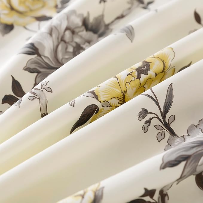 FADFAY Floral Sheets Set Full Vintage Rose Floral Bedding Shabby Grey and Yellow Peony Sheets Farmhouse Bedding 800 Thread Count 100% Egyptian Cotton Soft Deep Pocket Fitted Sheet 4Pcs, Full Size