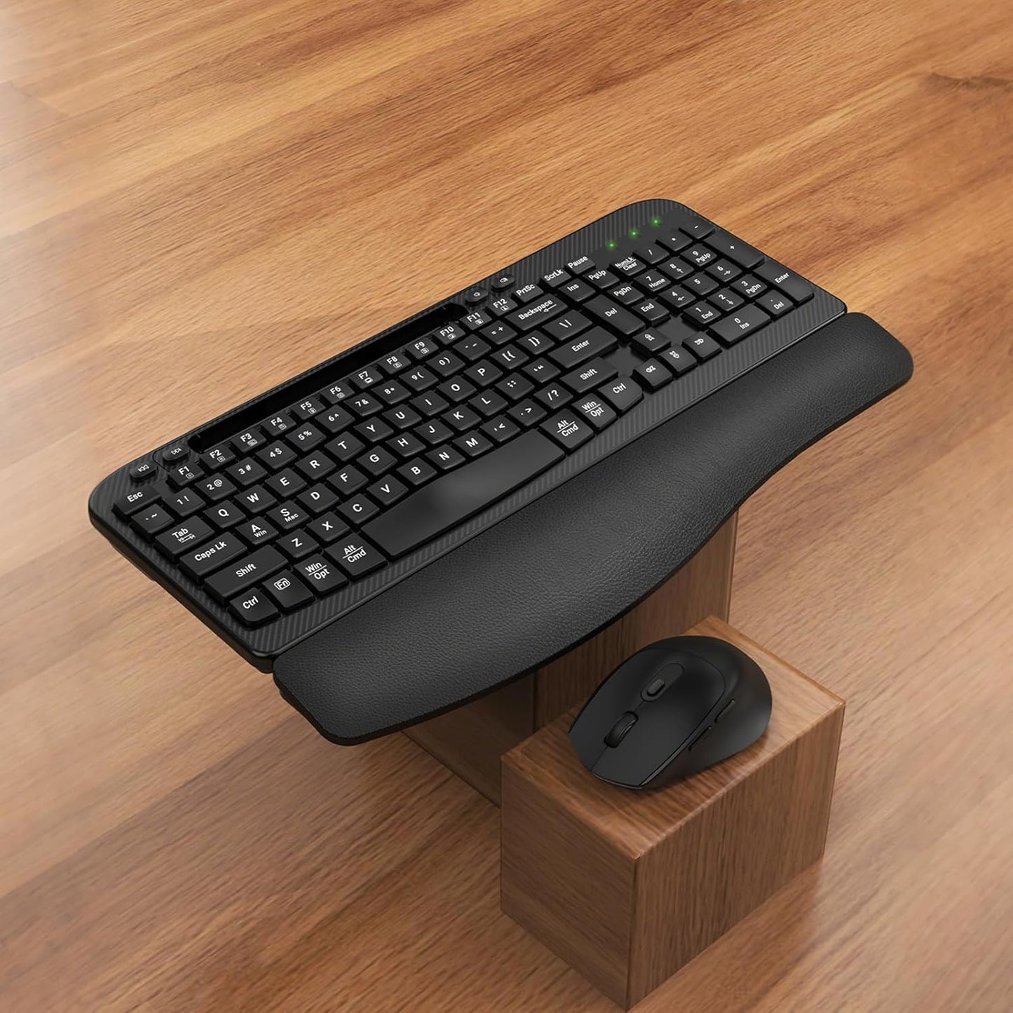 Skiennix Wireless Keyboard and Mouse Combo - Ergonomic Full-Sized Design with Cushioned Palm Rest | 2.4G Cordless for PC, Laptop, Mac