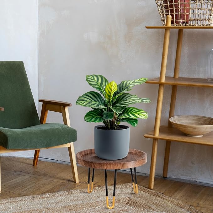 OBTAIN Plant Stand Indoor Outdoor,3 Set Mid Century Style Walnut Wood Color Plant Stand,Waterproof Design Modern Plant Table,Easily Assemble Come With Tools,Nice For Room Decor (S,M,L)
