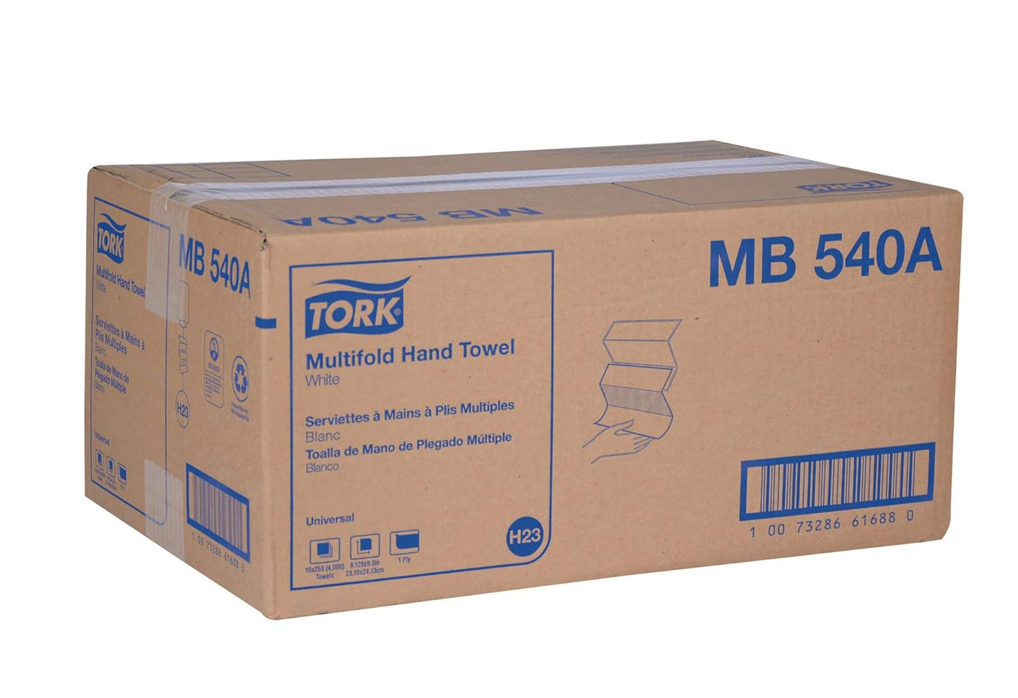 Tork Multifold Hand Towels - Eco-Friendly White, 100% Recycled Fibers, 16 Packs of 250 Towels
