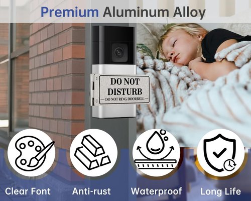 Regine Switzerland Metal Doorbell Cover - Flipable No Soliciting Sign for Front Door | Easy to Mount, Ideal Gift for Home Offices