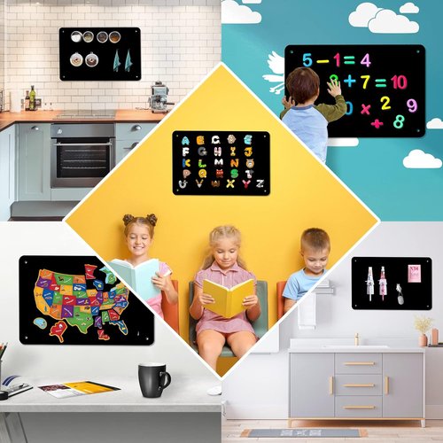 Magnetic Board by 2Pack - 17.5" x 11.4" Black Magnet Bulletin Board for Notes & Photos | Includes Dual Lock Tape & Screws