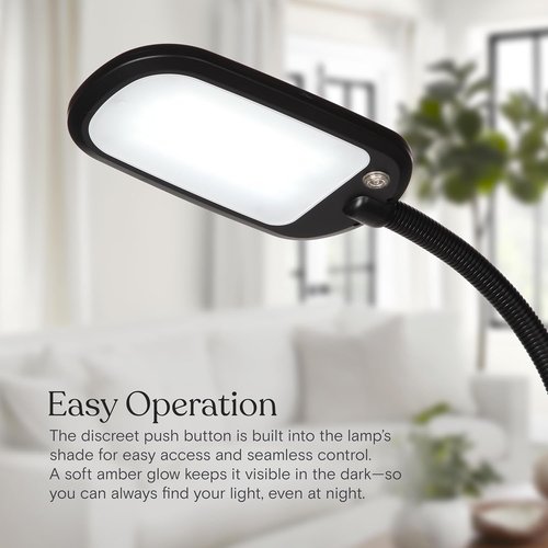 Brightech Litespan Slim LED Floor Reading Lamp - Tall & Dimmable with Adjustable Gooseneck - Black