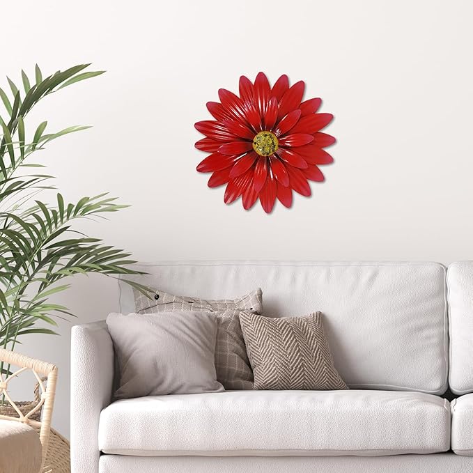 Dekomere Metal Flowers Outdoor Decor 13" Metal Sunflower Wall Art Decorations Sunflower Wall Decor for Kitchen Living Room Porch Garden Yard
