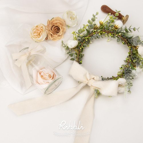 Ribbli Ivory Ribbon - 5/8 Inch x 18 Yards | Cream White Handmade Cotton with Frayed Fringe for Weddings & Crafts