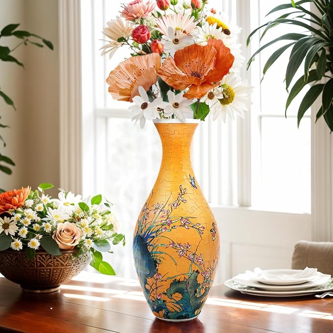3D Puzzle Vase, 160 Curved Pieces DIY Flower Vase Craft Kit & 3D Puzzles for Adults, Creative Jigsaw Art Project Home Décor Centerpiece, (A-Orchid Elegance)