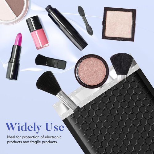 Fuxury Bubble Mailers - 50 Pack Black Waterproof Padded Envelopes | Self-Seal 5x7" for Jewelry & Makeup Shipping