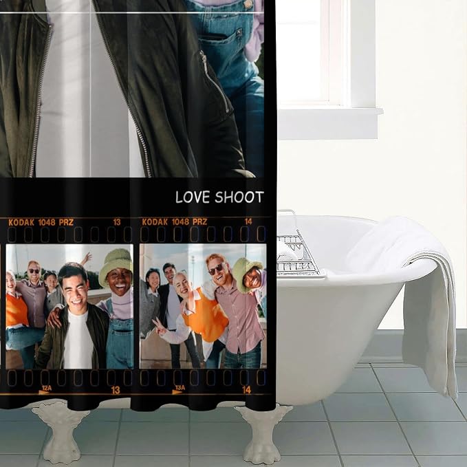 Personalized Shower Curtain Set Custom Photo Shower Curtains Modern Minimalist Home Bathroom Curtain Decor with 12 Hooks 72 Inch Wide * 84 Inch High