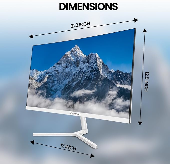 CRUA 24" Curved Gaming Monitor, 165Hz/200Hz Computer Monitor, FHD 1920x1080, 120% sRGB, AMD FreeSync, Blue Light Filter, for Gaming & Office, Wall Mountable- White