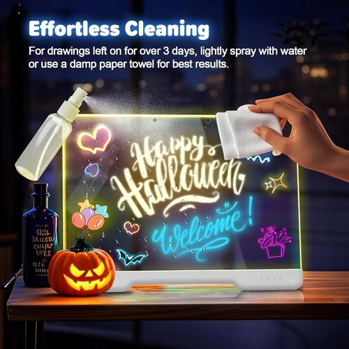 Skiennix 16-Inch LED Drawing Board - 9-Color Light Modes & Built-In Stand | Glow Pad for Kids & Teens with Markers & Tracing Book