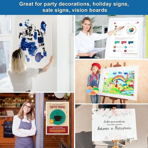 ROOKEA 18 Pcs White Poster Board - 22" x 28" 250 GSM Vision Board for Arts, Crafts & Presentations