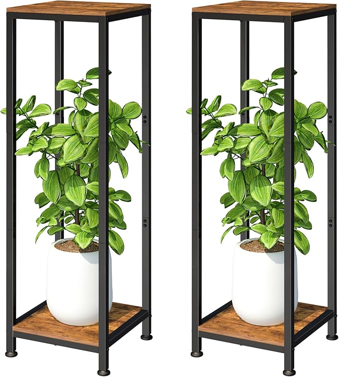 Lilybud--lily 2-Pack Plant Stand Indoor, 41'' Extra Tall Wood Plant Stands Heavy Duty Pedestal Stand for Indoor Outdoor, Modern Corner Flower Stand for Patio, Living Room, Balcony