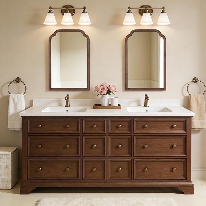 WallBeyond Wood Bathroom Mirrors for Wall Mounted, 20" x 30" Rustic Wood Frame Wall Mirrors Decorative for Living Room or Bedroom Vanity Mirror (Walnut)