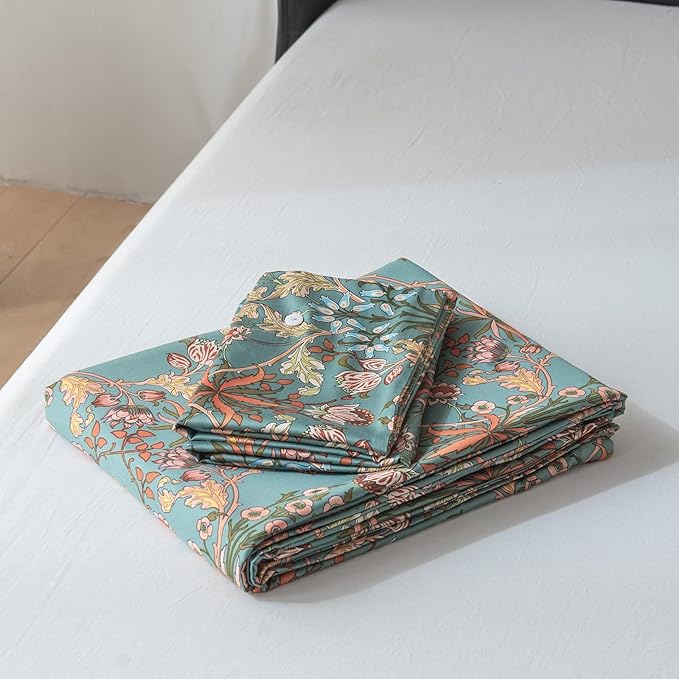 EAVD Vintage Style Garden Flower Duvet Cover King Soft Cotton Reversible Flower Bedding Set with 2 Pillowcases Chic Shabby Boho Floral Comforter Set for Women Girls Floral Bedding Set