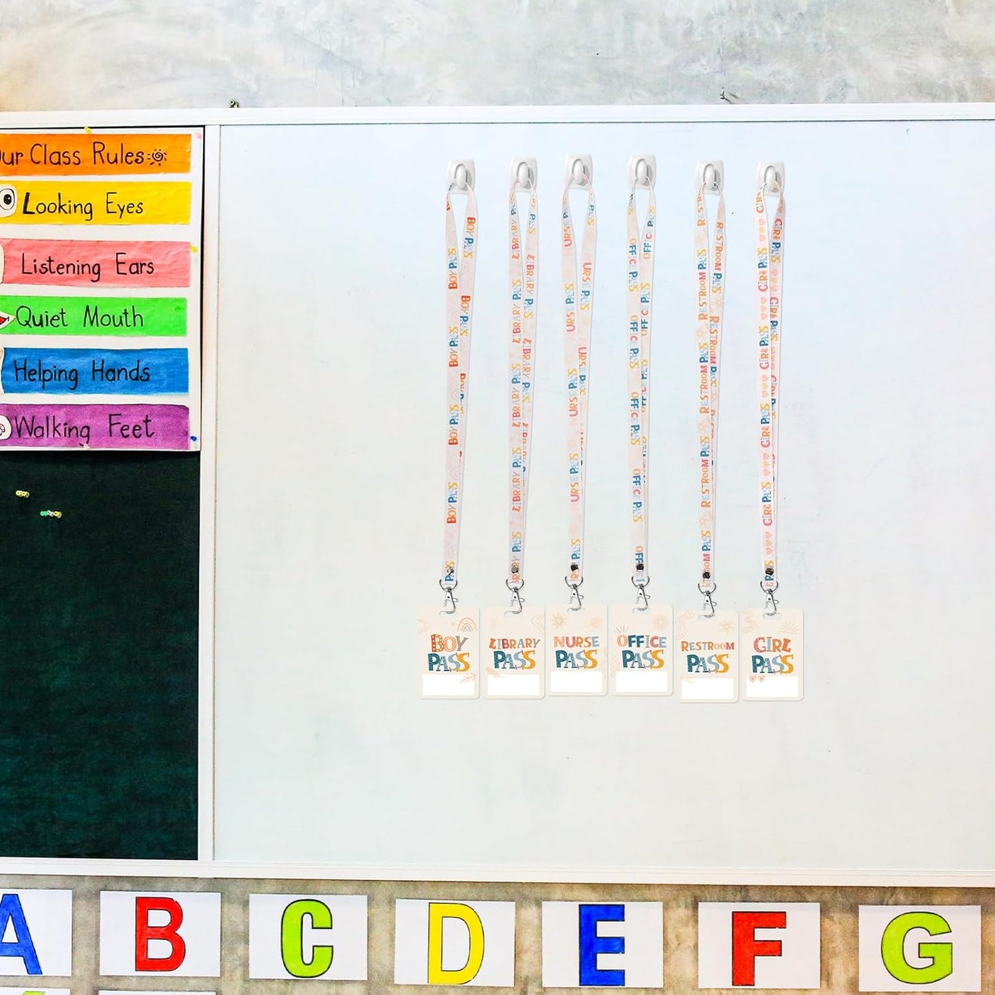 Skiennix Hall Passes - 6 PVC Lanyards for Classrooms | Ideal for School, Library & Office Use