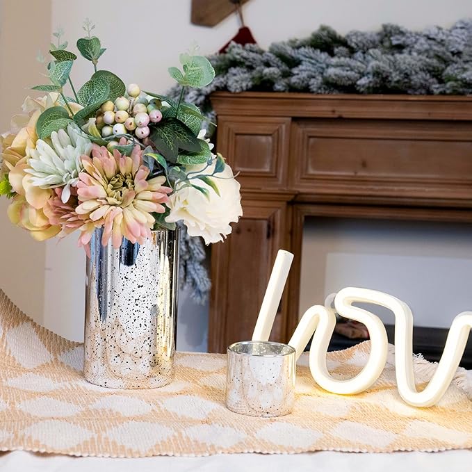 CHILL RECIPE Silver Cylinder Vases Glass Candle Holders Bulk, Mercury Hurricane Candle Holder Small Flower Vases for Centerpieces Tea Light Pillar Votive Candles Wedding Decor Party (8 Set 24Pcs)
