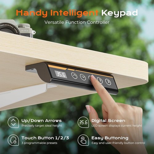 Huuger Large Electric Standing Desk - Height Adjustable with 3 Preset Heights | 55 x 28 Inch Maple Desktop